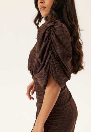 Ruched Puff Sleeve Dress