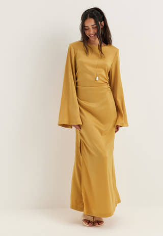 bubbleroom-occasion-ruched-satin-maxi-dress-golden-yellow