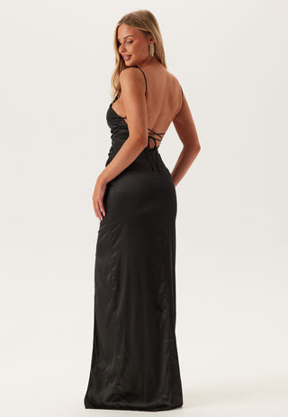 Ruched Satin Strap Gown
