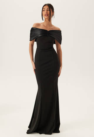 Satin Bow Off Shoulder Gown