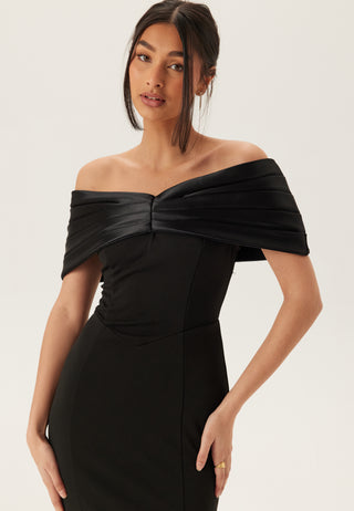 Satin Bow Off Shoulder Gown