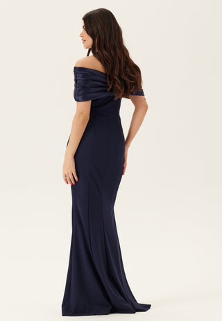 Satin Bow Off Shoulder Gown