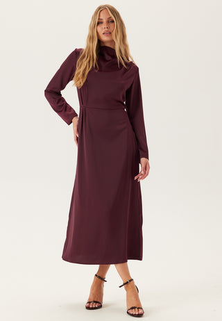 Satin Cowl Neck Midi Dress