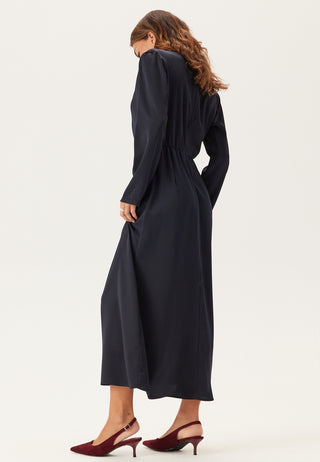 Satin Cowl Neck Midi Dress