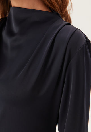 Satin Cowl Neck Midi Dress