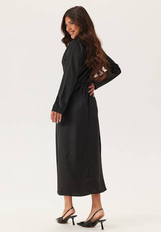 Satin Cowl Neck Midi Dress