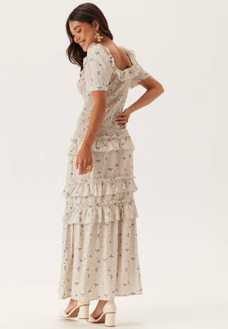 Short Sleeve Frill Maxi Dress