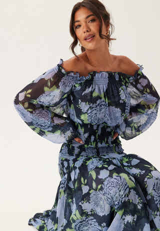 Smock Off Shoulder Maxi Dress