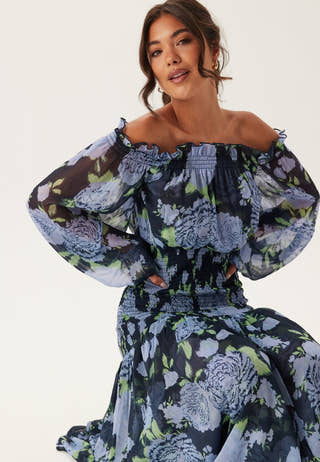 Smock Off Shoulder Maxi Dress