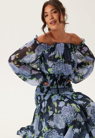 Smock Off Shoulder Maxi Dress