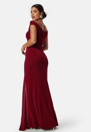 Sparkling Twist Off Shoulder Gown