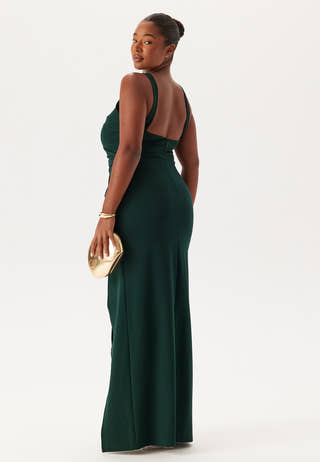 Square neck slit maxi dress