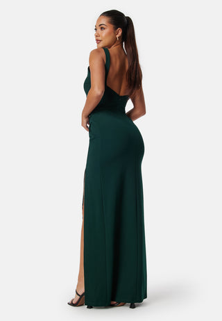 Square neck slit maxi dress
