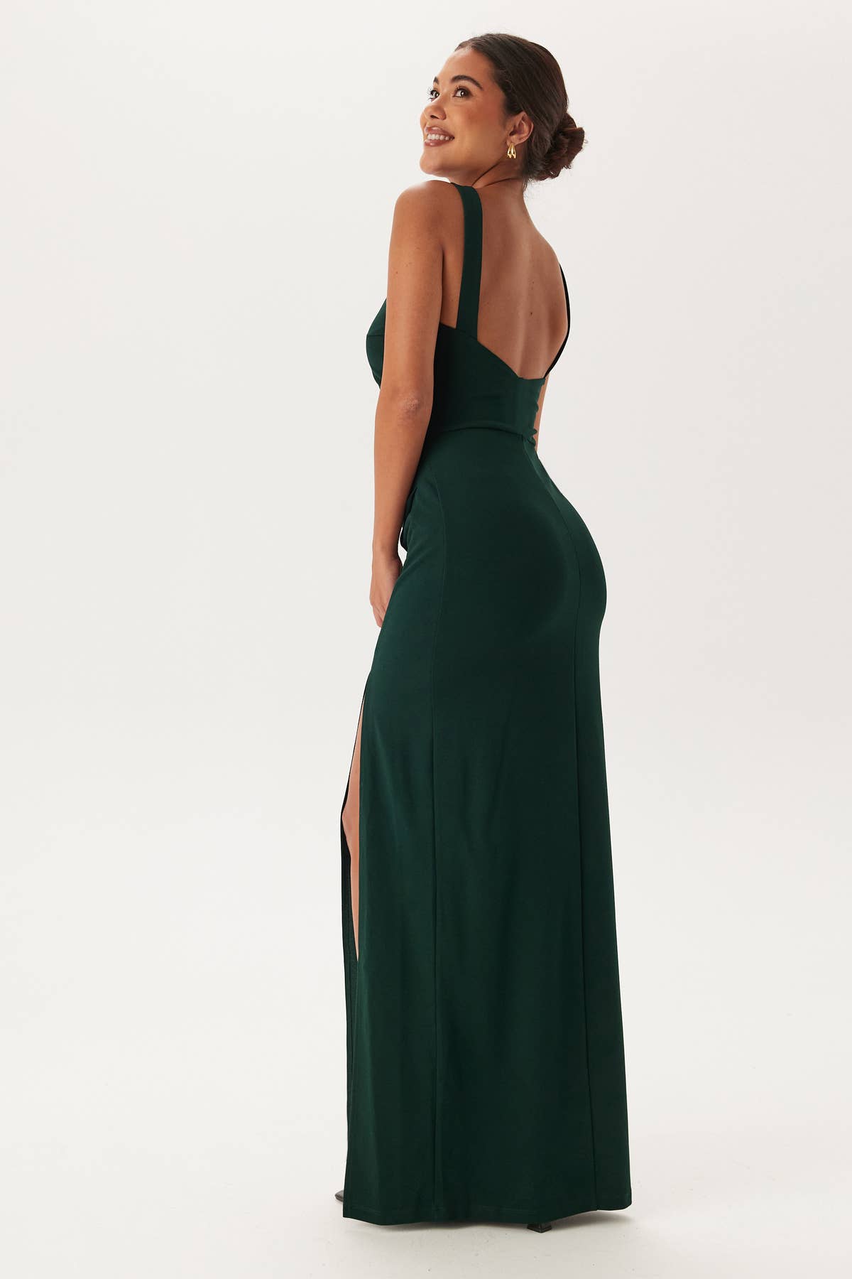 Square Slits Bubbleroom occasion – Square Neck Slit Maxi Dress – Best price – Green