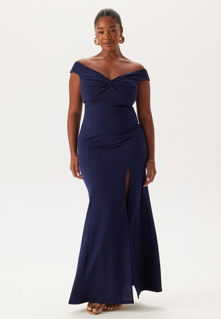 Twist Off Shoulder Gown