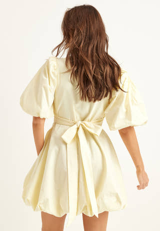 V-neck Bubble Hem Short Dress