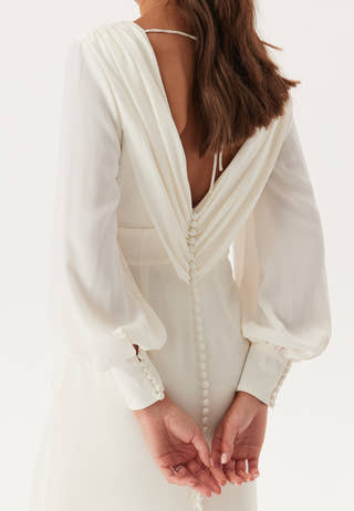 Waterfall Back Satin Wedding Gown