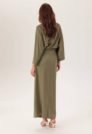 Wide Sleeve Satin Ankle Dress