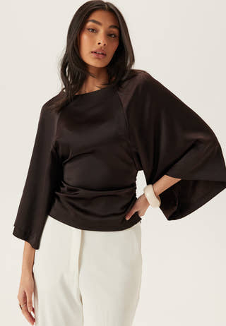 Wide Sleeve Satin Blouse