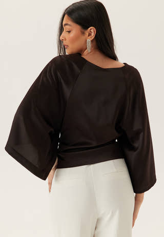 Wide Sleeve Satin Blouse