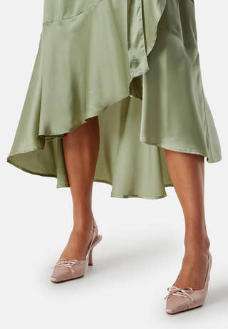 Wrap Frill L/S Satin Dress