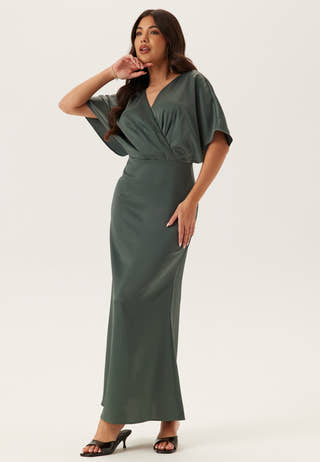 Wrap Satin Ankle Dress