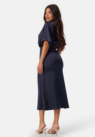 Wrap Satin Midi Dress