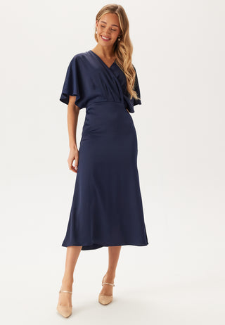 Wrap Satin Midi Dress