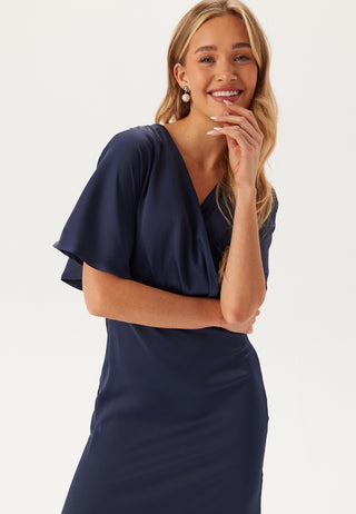 Wrap Satin Midi Dress