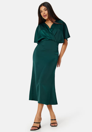 Wrap Satin Midi Dress