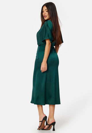 Wrap Satin Midi Dress