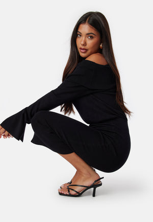 Off Shoulder Knitted Midi Dress