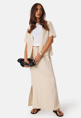 Linen Blend Maxi Skirt
