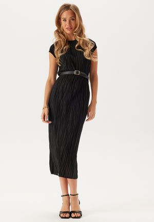 Pleated Cap Sleeve Dress