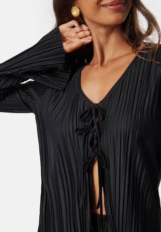 Pleated Tie Cardigan Top