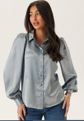 Puff Sleeve Satin Shirt
