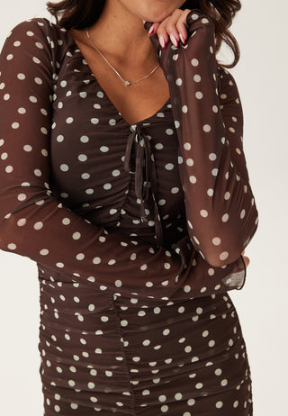 Ruched Mesh Frill Dress