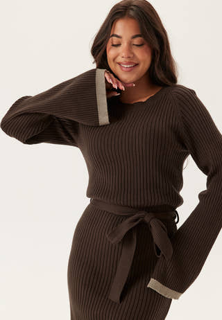 Round Neck Rib Knitted Maxi Dress