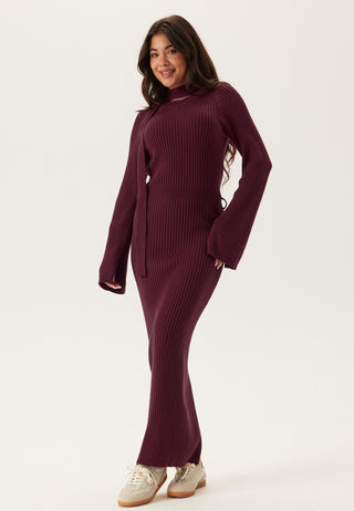 Round Neck Rib Knitted Maxi Dress