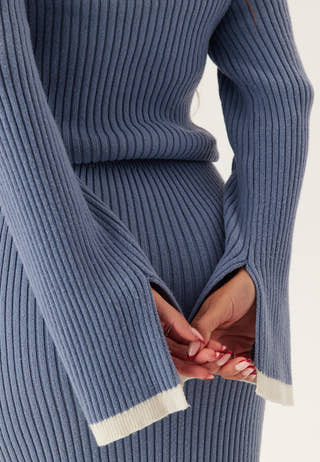 Round Neck Rib Knitted Maxi Dress