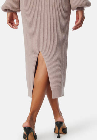 Round Neck Rib Knitted Midi Dress