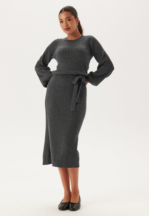 Round Neck Rib Knitted Midi Dress