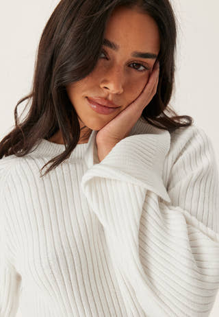 Round Neck Rib Knitted Short Dress