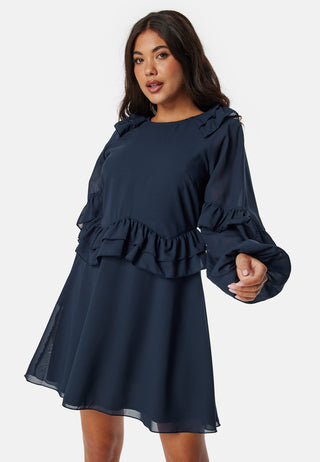 Round Neck Short Frill Dress