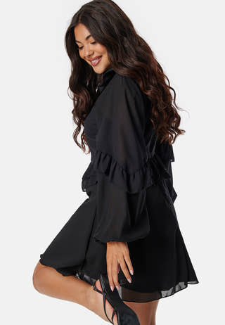 Round Neck Short Frill Dress