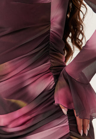 Ruched Mesh Dress