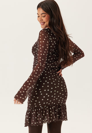 Ruched Mesh Frill Dress