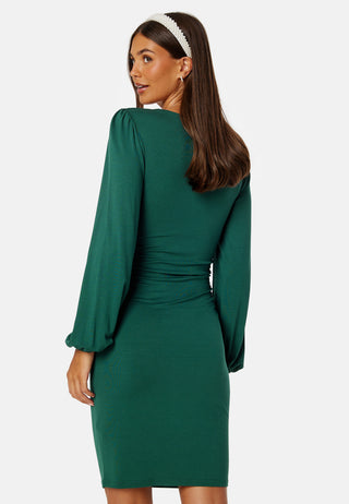 Square V-neck Puff Sleeve Short Dress