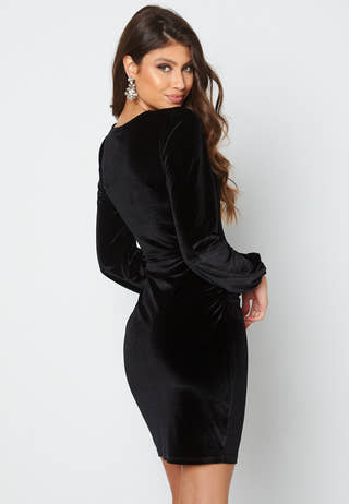 Rudina puff sleeve short velvet dress