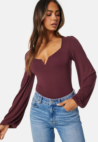Square V-neck Puff Sleeve Top